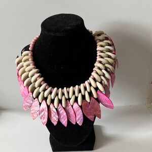 Pink and Cream Shell Necklace for every occasion; handmade